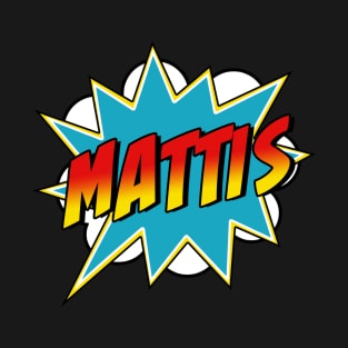 Boys Mattis Name Superhero Comic Book T-Shirt