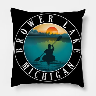 Brower Lake Kayaking Michigan Sunset Pillow