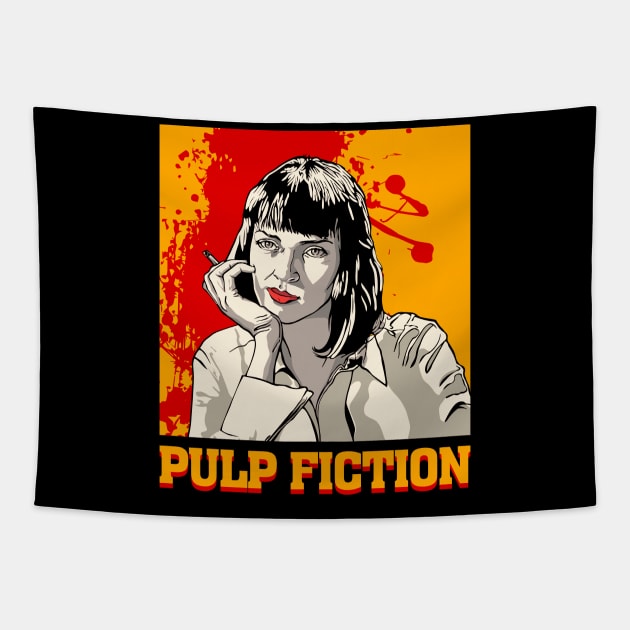 Uma Thurman pulp fiction Tapestry by VizRad