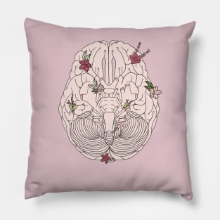 Human brain with flowers Pillow