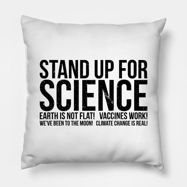 Earth Is Not Flat Stand Up For Science Pillow by RedYolk