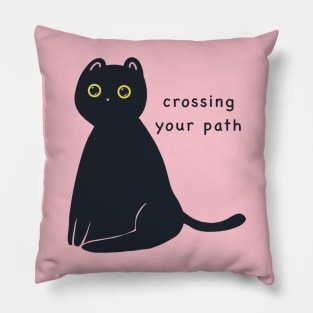 Black Cat Crossing Your Path Pillow