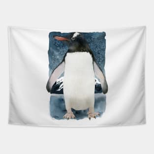 Watercolor penguin standing Tapestry