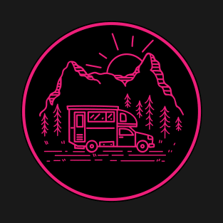 Camping Girl Logo Crest Shield Campervan RV T-Shirt