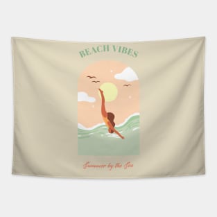 Summer by the Sea Beach Girl Beach Vibes Summertime Beach Babe Tapestry