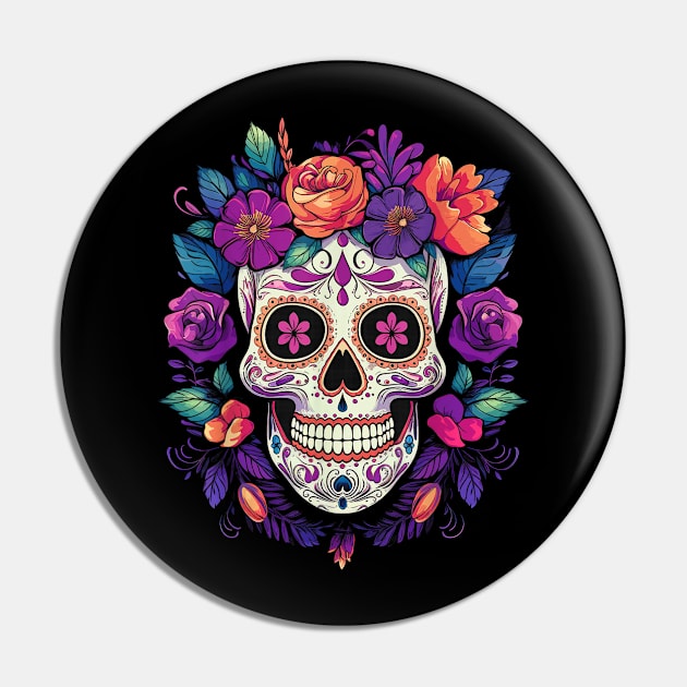 De Los Muertos Day of the Dead Sugar Skull Halloween Women Pin by irelandefelder