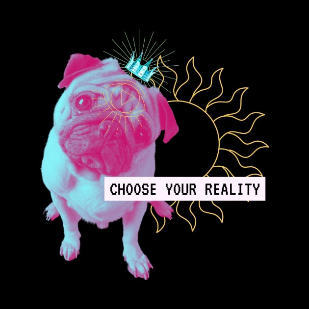 Pug Reality Dog Vaporwave Party Techno Glitch Fun by Maggini Art