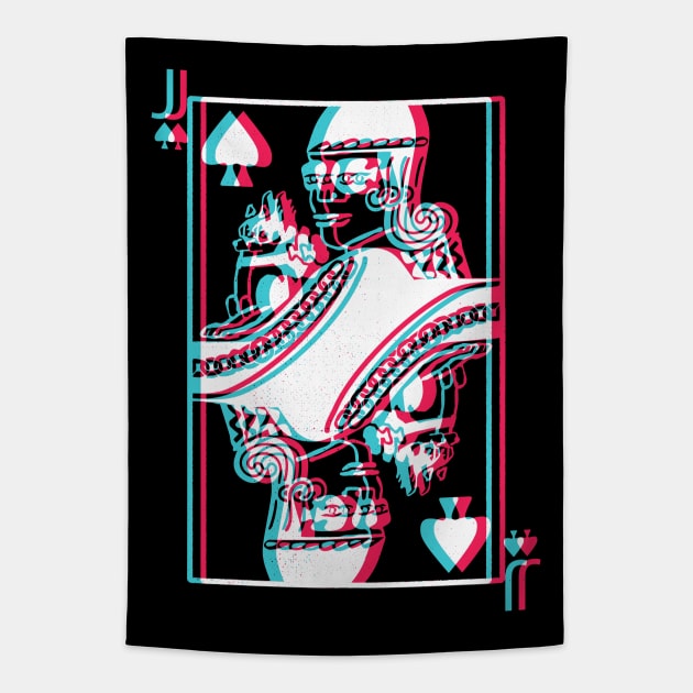 Jack of Spades Chihuahua Dog Playing Card Glitch Effect Tapestry by okpinsArtDesign