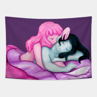 Bubbline, bedtime cuddles, Adventure Time fan art Tapestry