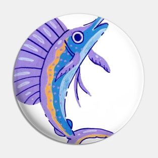 Vibrant Ocean Sailfish Sword Fish in Acrylic (no background) Pin