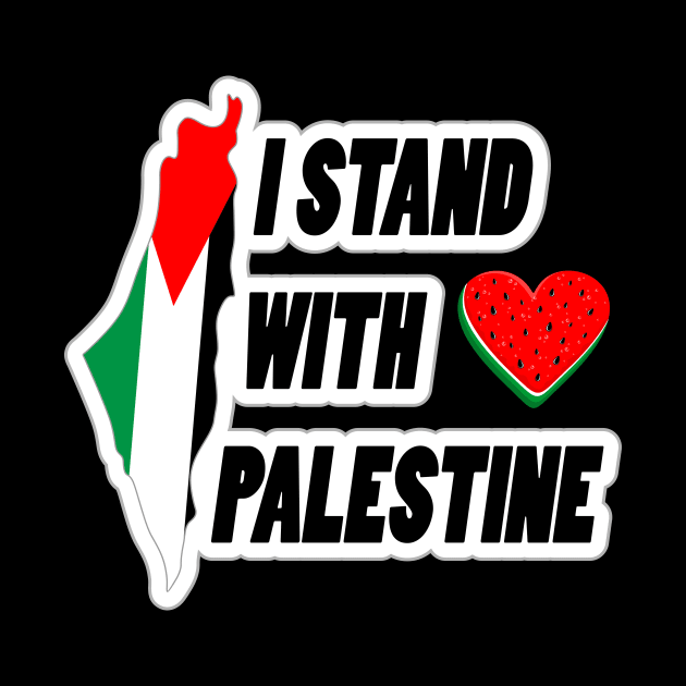 I stand with Palestine - Map and Watermelon Logo by BluedarkArt