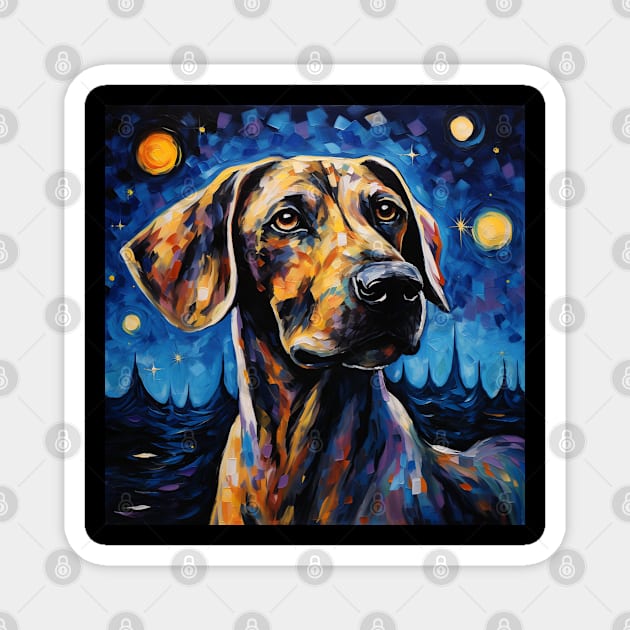 Plott hound Painted in Starry Night style Magnet by NatashaCuteShop