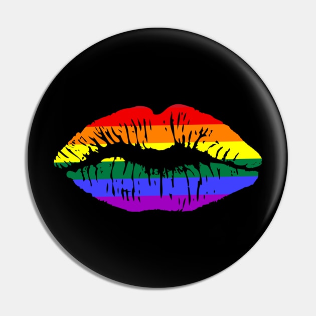 Rainbow Flag Lips Pride LGBTQ Month Gift Pin by Scar