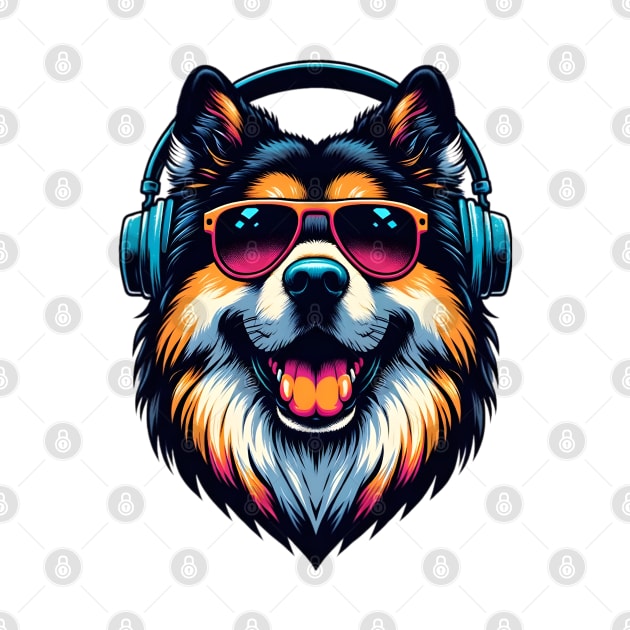 Eurasier Smiling DJ with Vibrant Sound Waves by ArtRUs