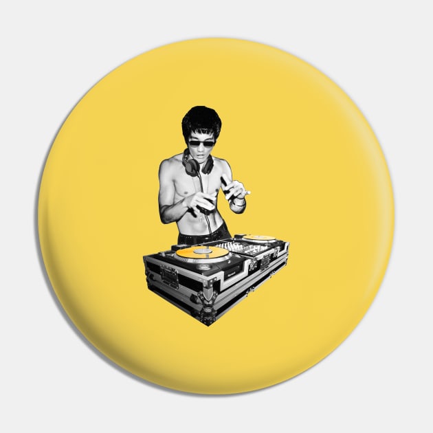 Dj Bruce Lee Gold Disc - White Background Pin by jonathanptk