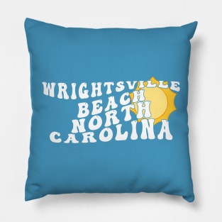 Wrightsville Beach North Carolina Retro Wavy 1970s Text Pillow