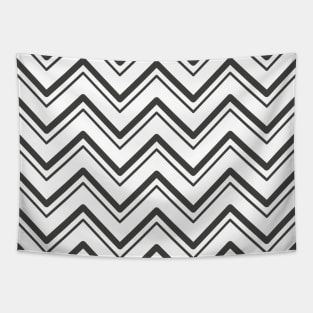 Black And White Abstract Zigzag Lines Tapestry