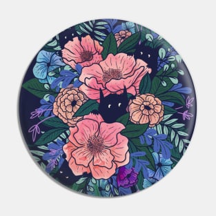 Wild Flowers (on Blue) Pin