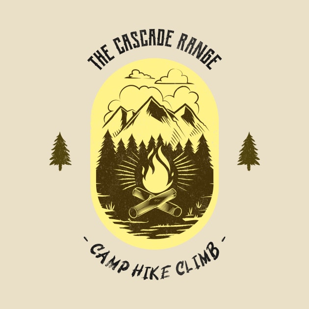 The Cascade Range Camp Hike Climb - Yellow by Tip Top Tee's