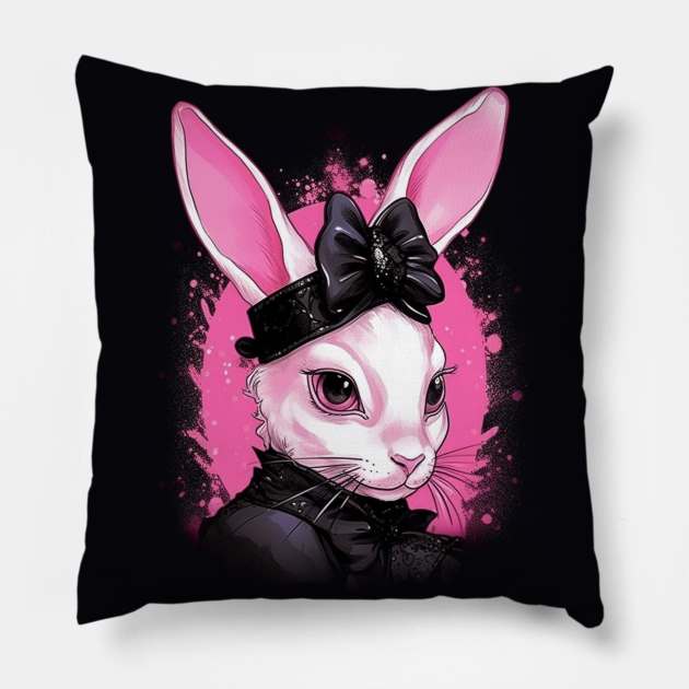 Pink Rabbit Pillow by Enchanted Reverie