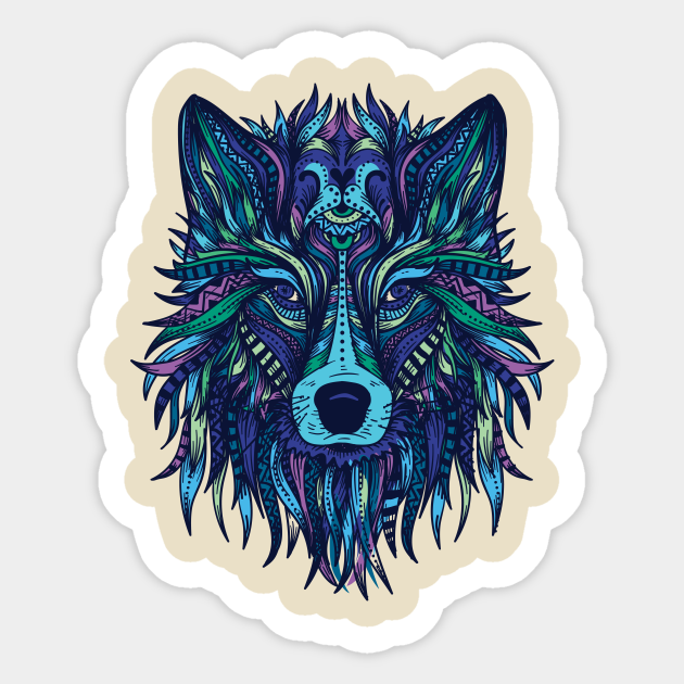 Wolf Illustration Wolf Illustration Sticker Teepublic