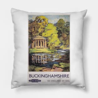 Buckinghamshire - Vintage Railway Travel Poster - 1950s Pillow