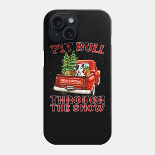 Christmas Pit Bull Through The Snow Dog Santa Truck Tree Phone Case