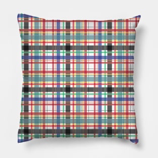 Red, Blue, Green, Black, Yellow Plaid Pillow