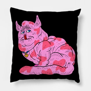 sexy pink cat with beautiful hearts. pink and weird. Pillow