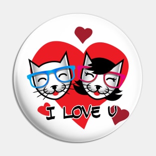 Geek Cats in Love Pin