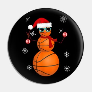 Basketball Snowman Santa Claus - Christmas Hat Funny Baller Pin