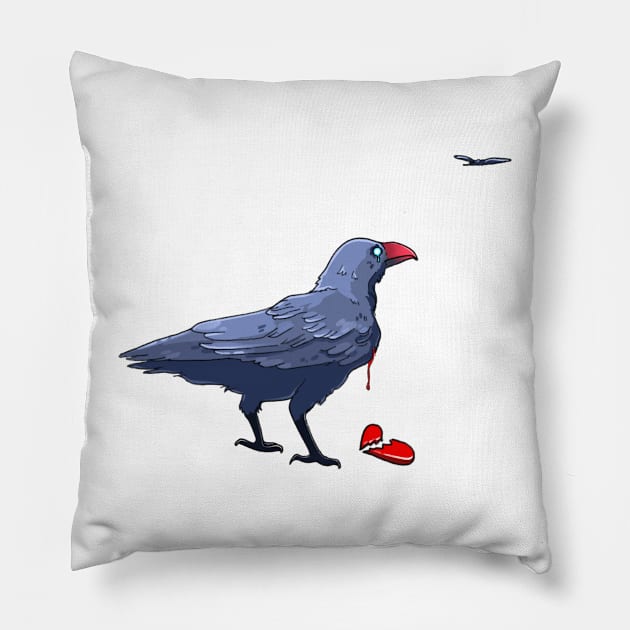 Raven’s broken heart Pillow by Mariarti