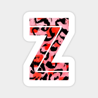 Letter Z Watercolour Leopard Print Alphabet Red Magnet