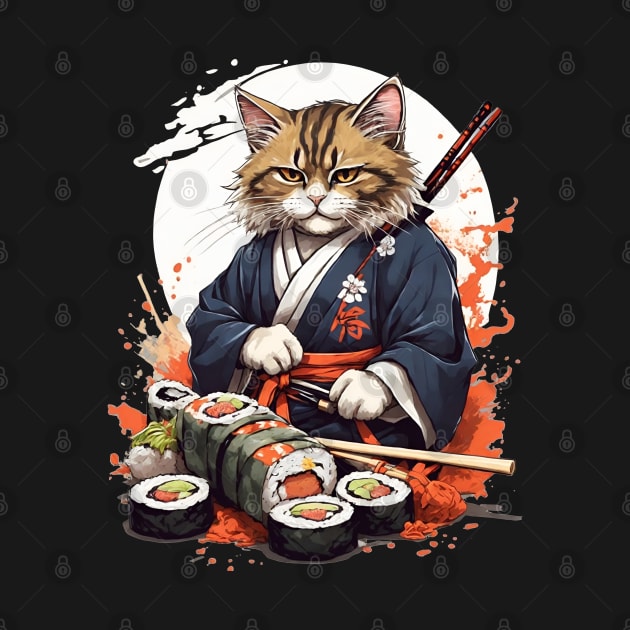 Cool Cat Sushi Art by VisionDesigner