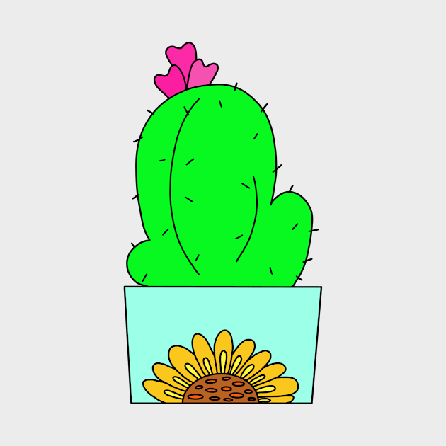 Cute Cactus Design #45: Sunflower Pot Cactus by DreamCactus