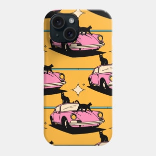 Cool Car Black Cat Pattern in yellow Phone Case