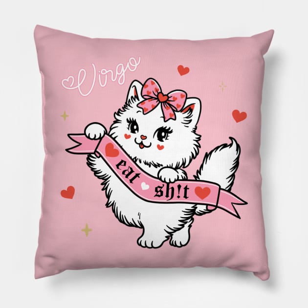 Virgo Sassy Valentines Kitty Pillow by moonstruck crystals