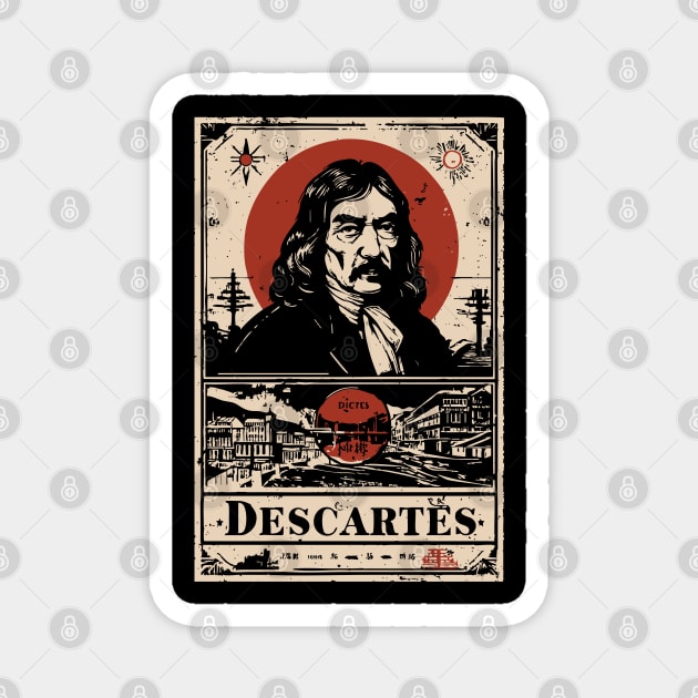 Descartes Philosophical Portrait - 'I Think Therefore I Am' Magnet by TuncGK
