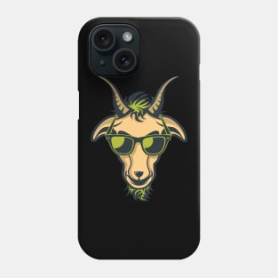 Goat with Glasses - Green Drawing Illustrattion Phone Case