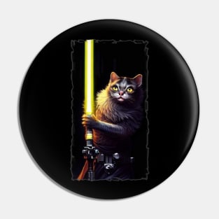 Fun Cat Print ~ AI Art ~ Fantasy Cat ~ Sci-fi Cat ~ Cats with Lightsabers Pin