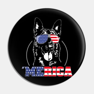 Proud Patriotic Belgian Malinois American Flag Merica Pin