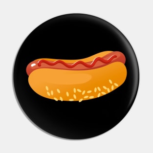 Hot Dog On A Bun Funny Catoon Hotdog Food Lover Pin