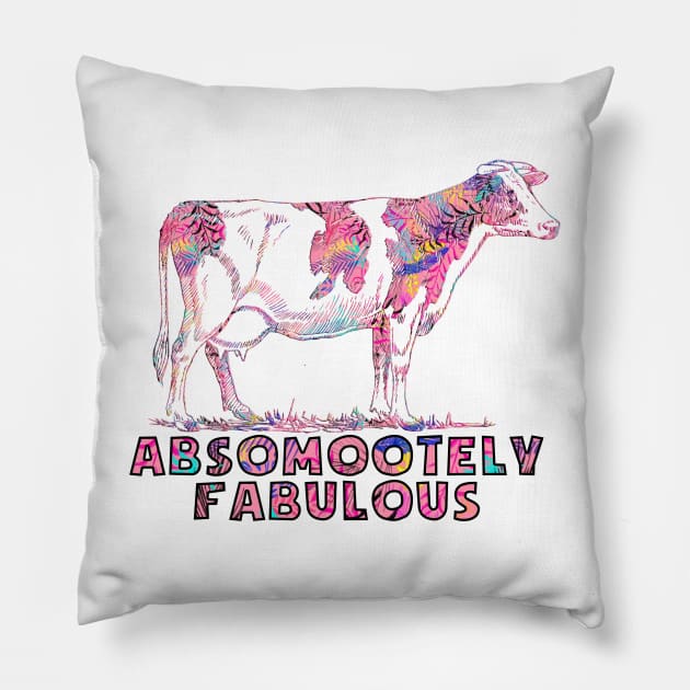 Absomootely fabulous cow floral pink and black Pillow by Captain-Jackson