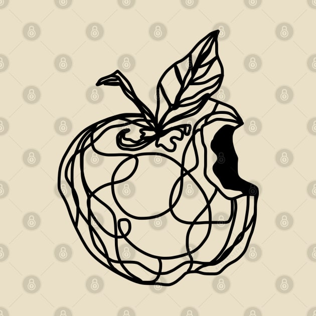 Abstract Apple Forbidden Fruit Bite Line Art by faiiryliite