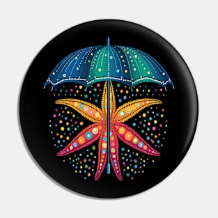 Starfish Rainy Day With Umbrella Pin