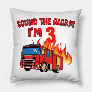 Sound the Alarm I'm 3 3rd Birthday Fireman Firetruck Boys Pillow