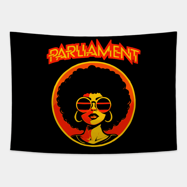 Retro 70's Parliament Funkadelic Funk Rock Music Satire Tapestry by robotbasecamp