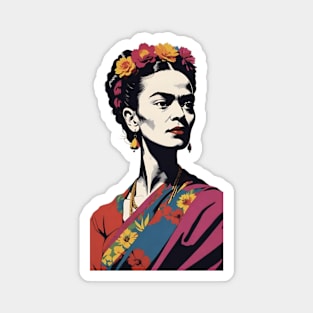 Frida's Vivid Vision: Colorful Portrait Magnet