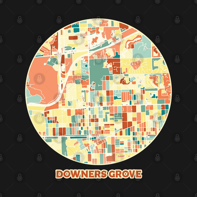 Downers Grove Illinois map in mozaique colors by SerenityByAlex