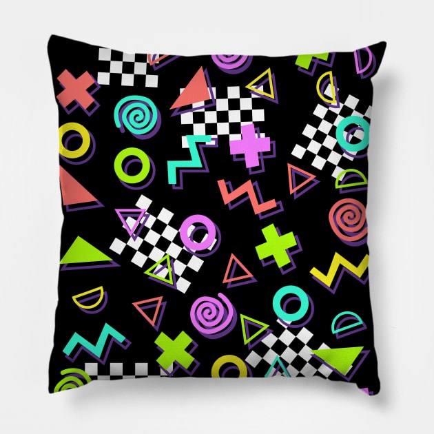 90s Geometry (White Version) Pillow by Jan Grackle